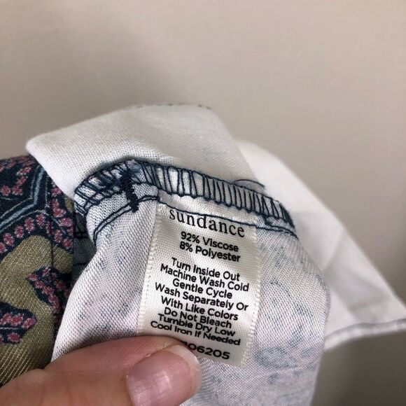 Sundance Madora Printed Pull On Drawstring Pants Paisley Blue Pink Size Small - Picture 7 of 7